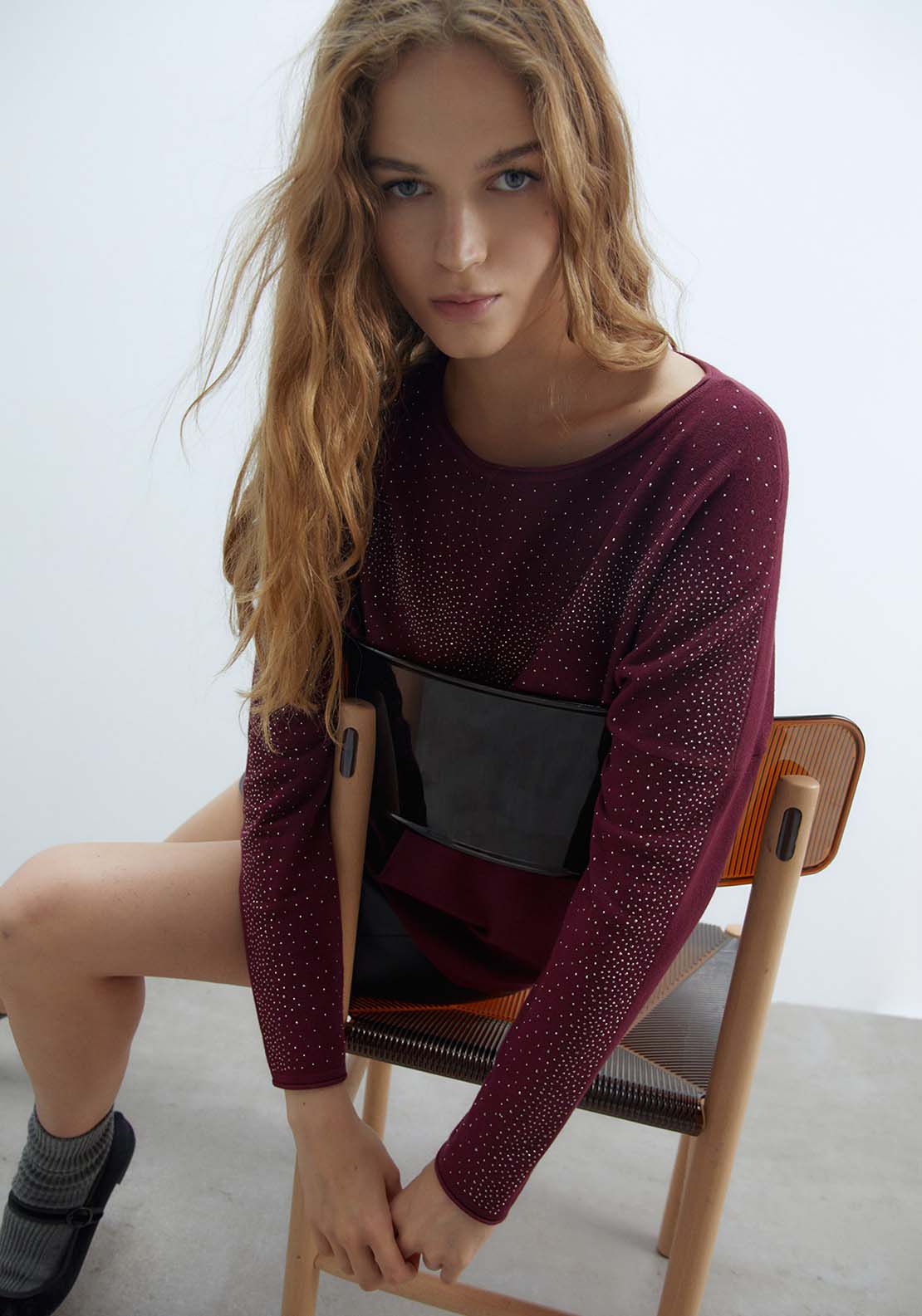 Sfera Diamanté Sweater - Currant 4 Shaws Department Stores