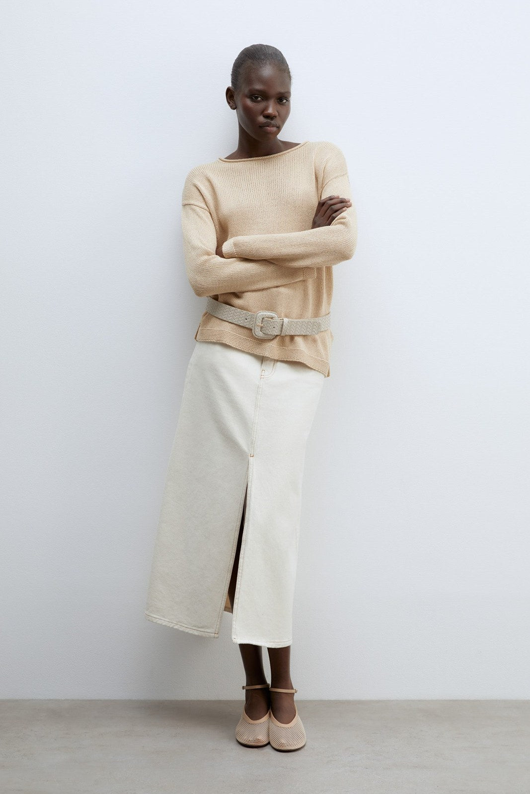 Sfera Trim detail plain sweater - Beige 3 Shaws Department Stores