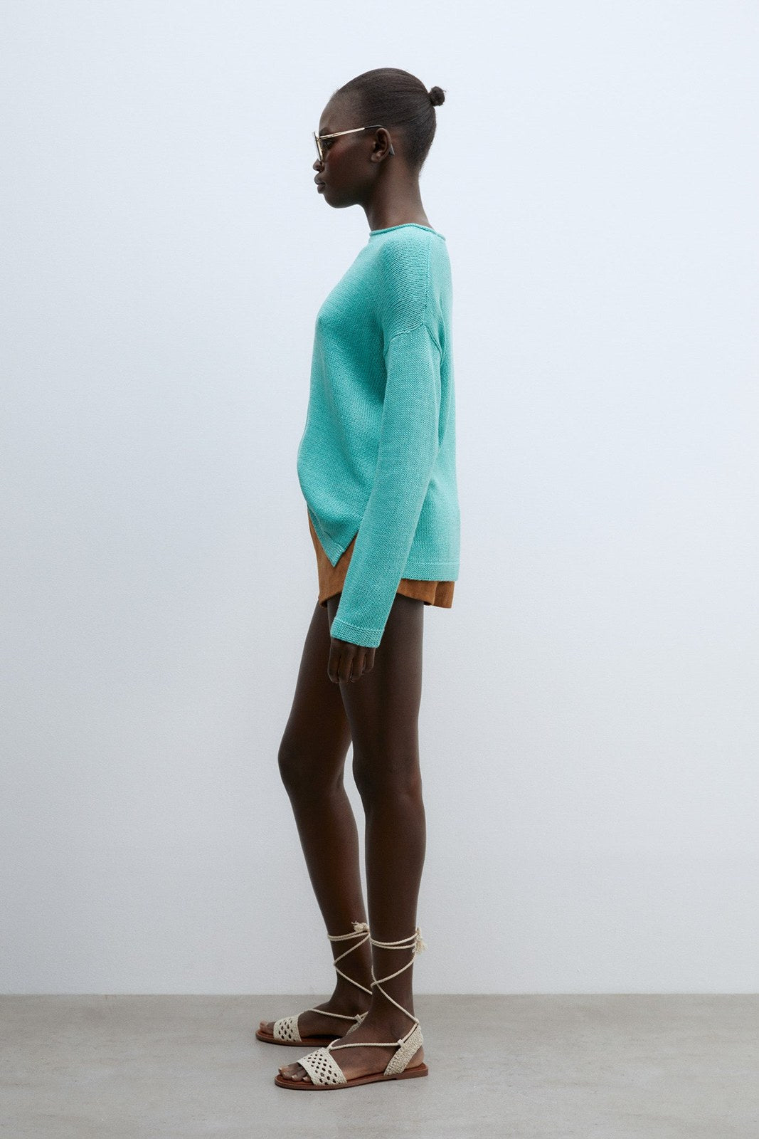 Sfera Trim detail plain sweater - Green 5 Shaws Department Stores