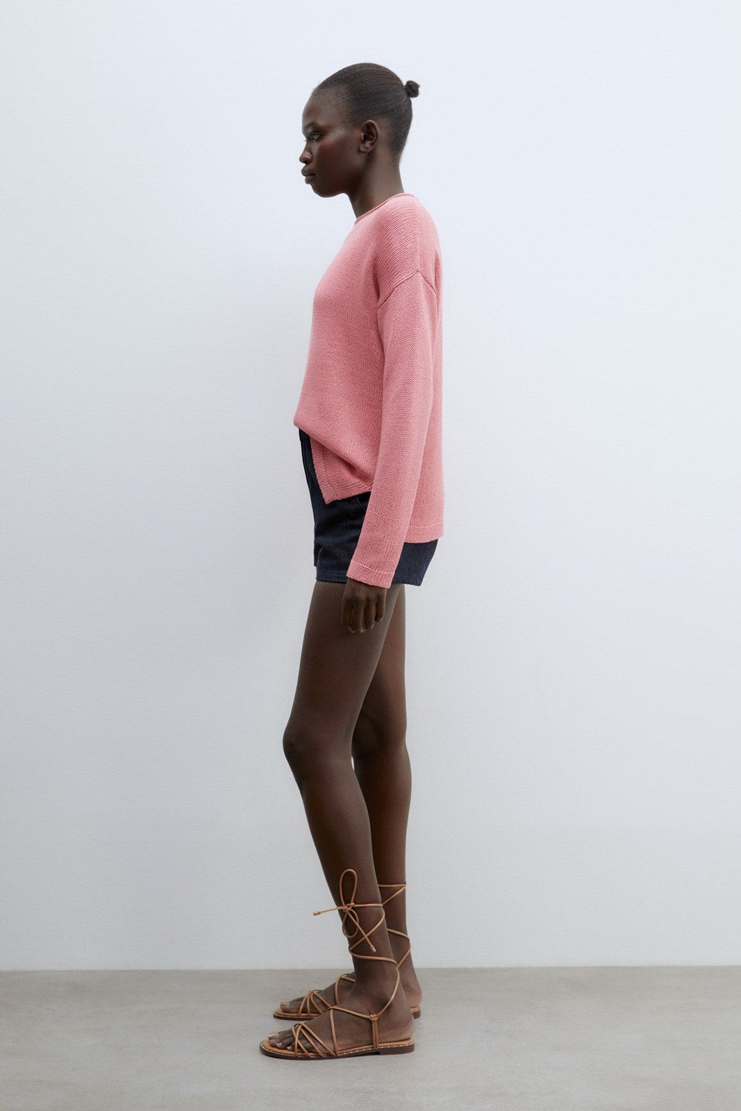 Sfera Trim detail plain sweater - Pink 3 Shaws Department Stores