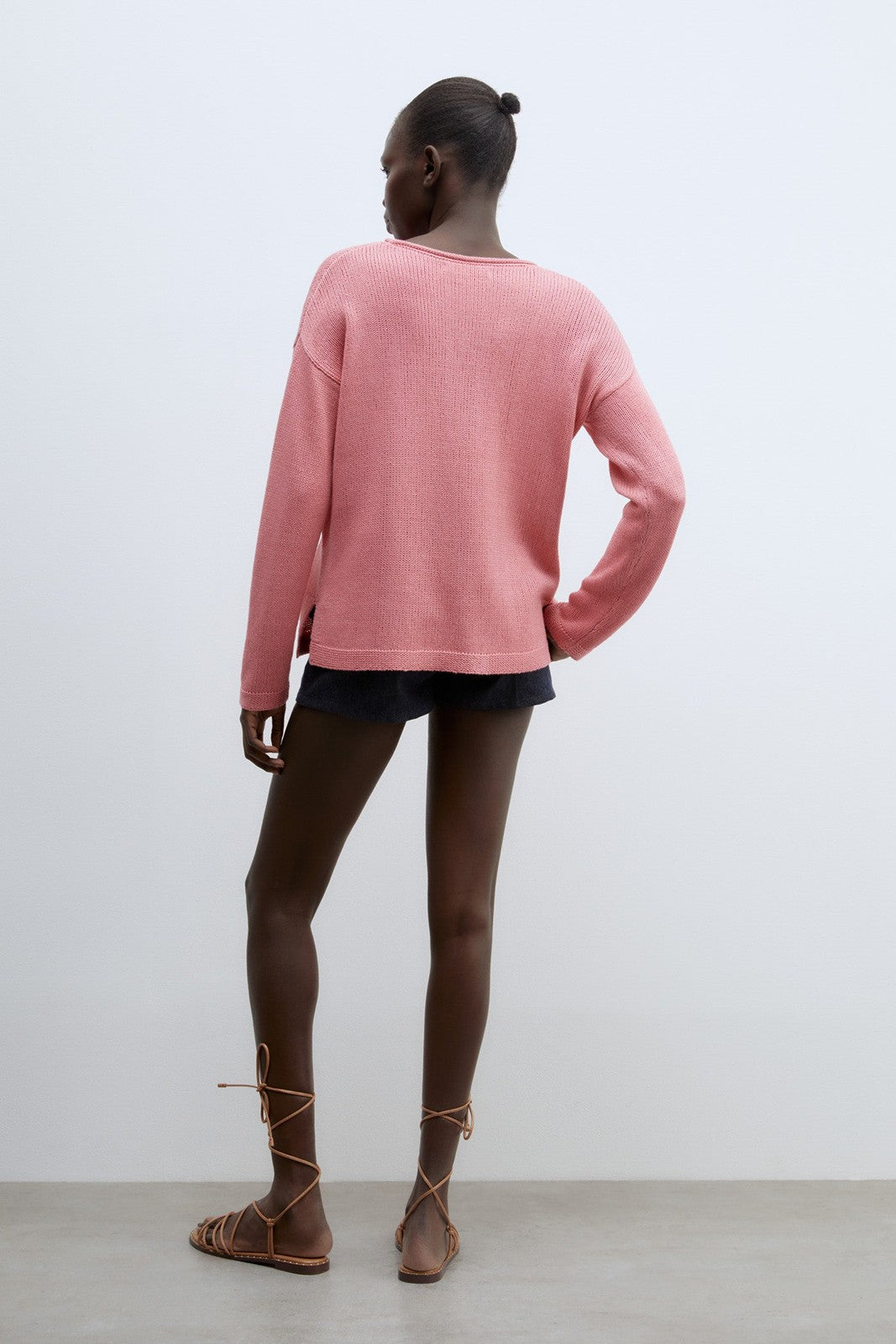 Sfera Trim detail plain sweater - Pink 4 Shaws Department Stores