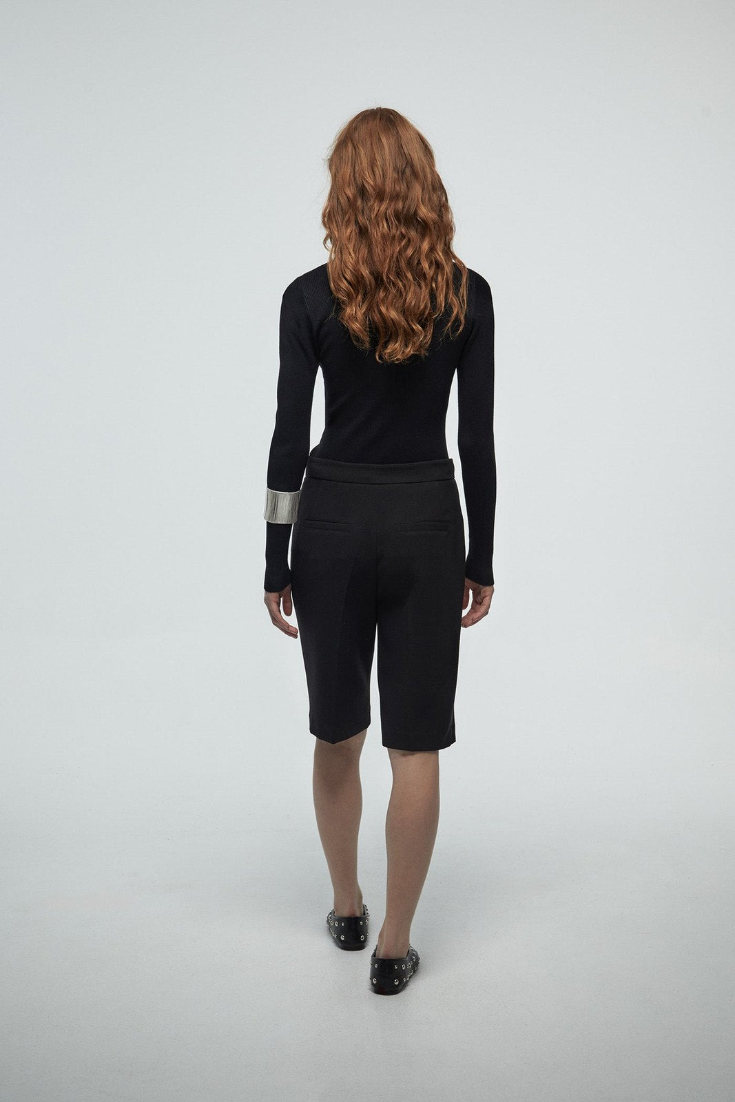 Perkins Collar Ribbed Sweater - Black