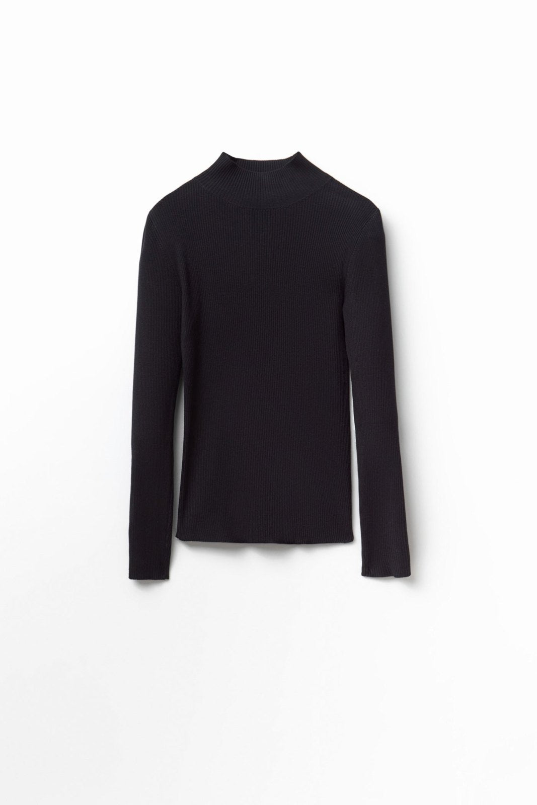 Perkins Collar Ribbed Sweater - Black