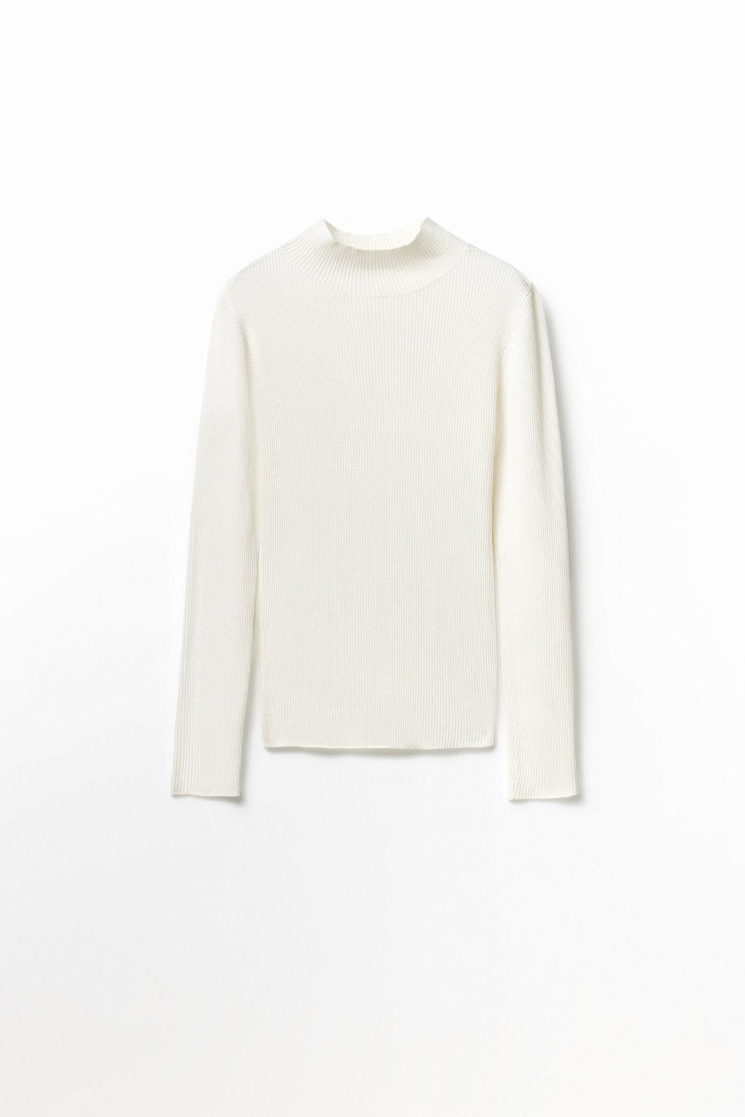 Perkins Collar Ribbed Sweater - White