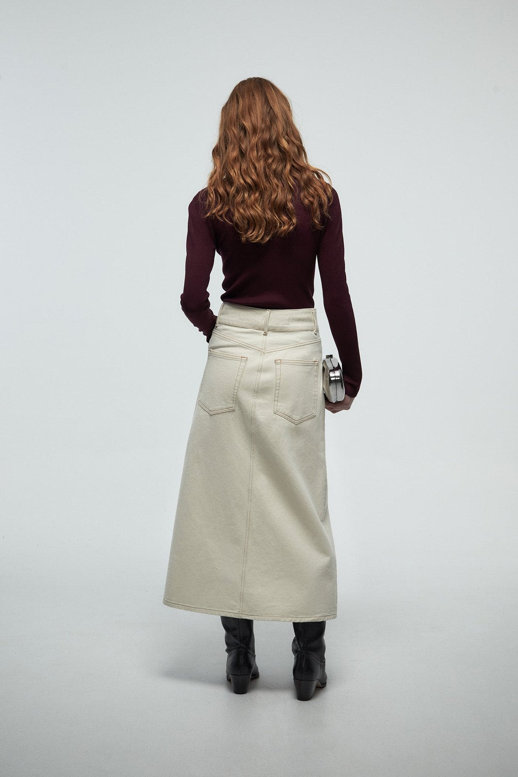 Perkins Collar Ribbed Sweater - Red