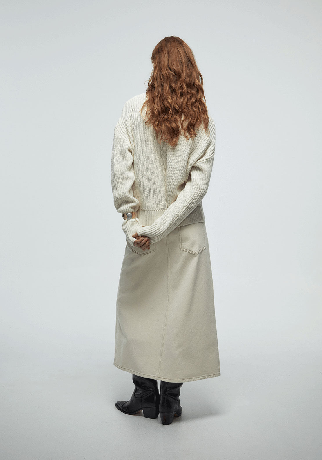 Structured Knit Sweater - White