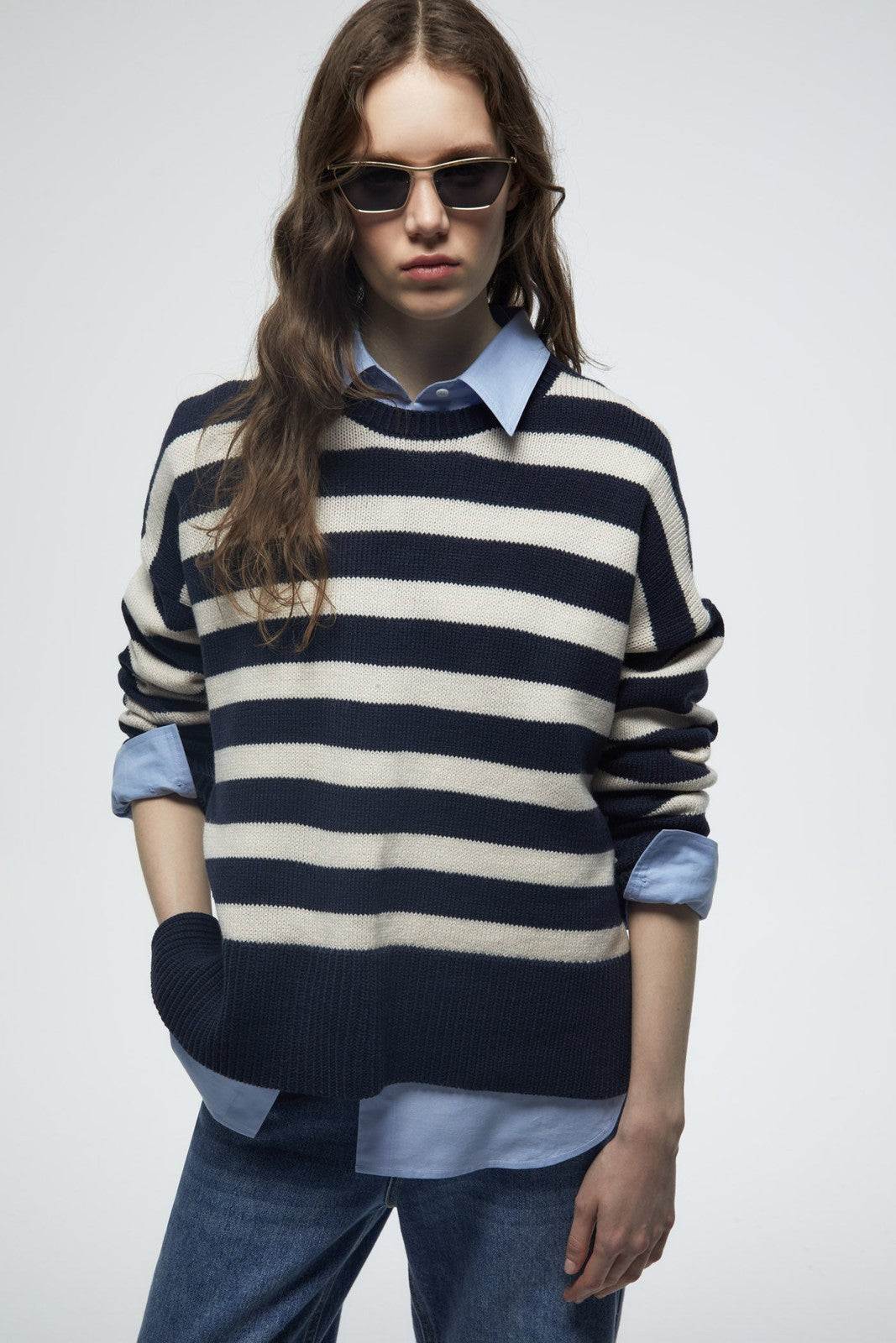 Stripes Knit Sweater - Blue