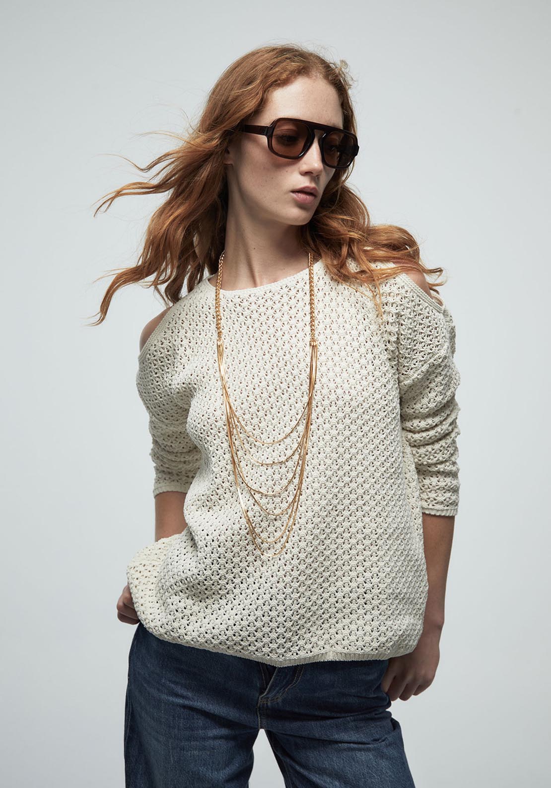 Sfera Cut Out Sweater - Cream 1 Shaws Department Stores