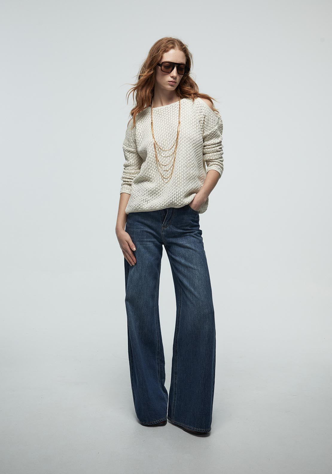 Sfera Cut Out Sweater - Cream 3 Shaws Department Stores