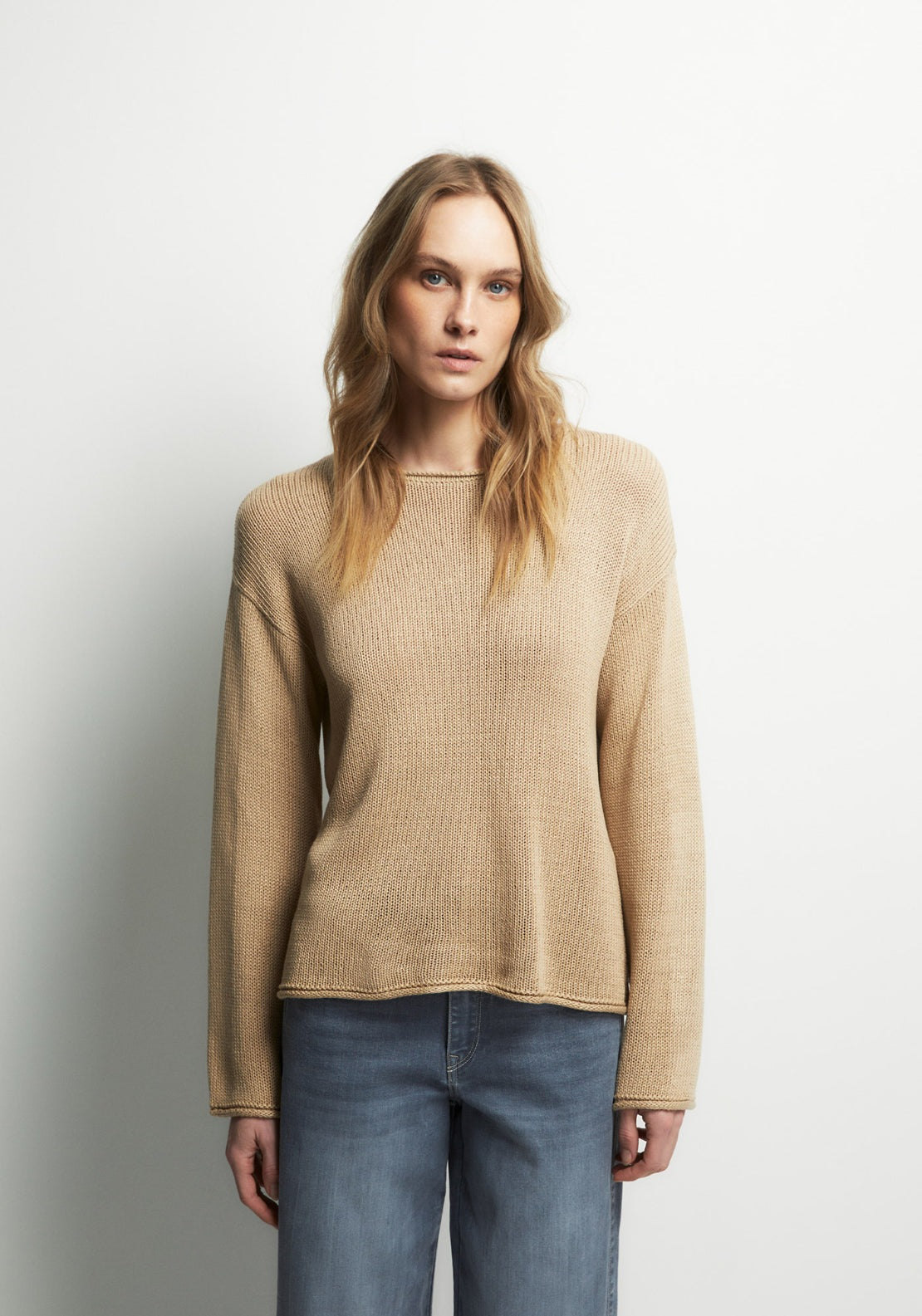 Ribbon Trim Knitwear - Beige