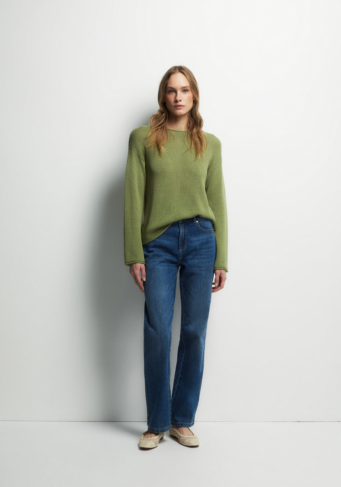 Ribbon Trim Knitwear - Green