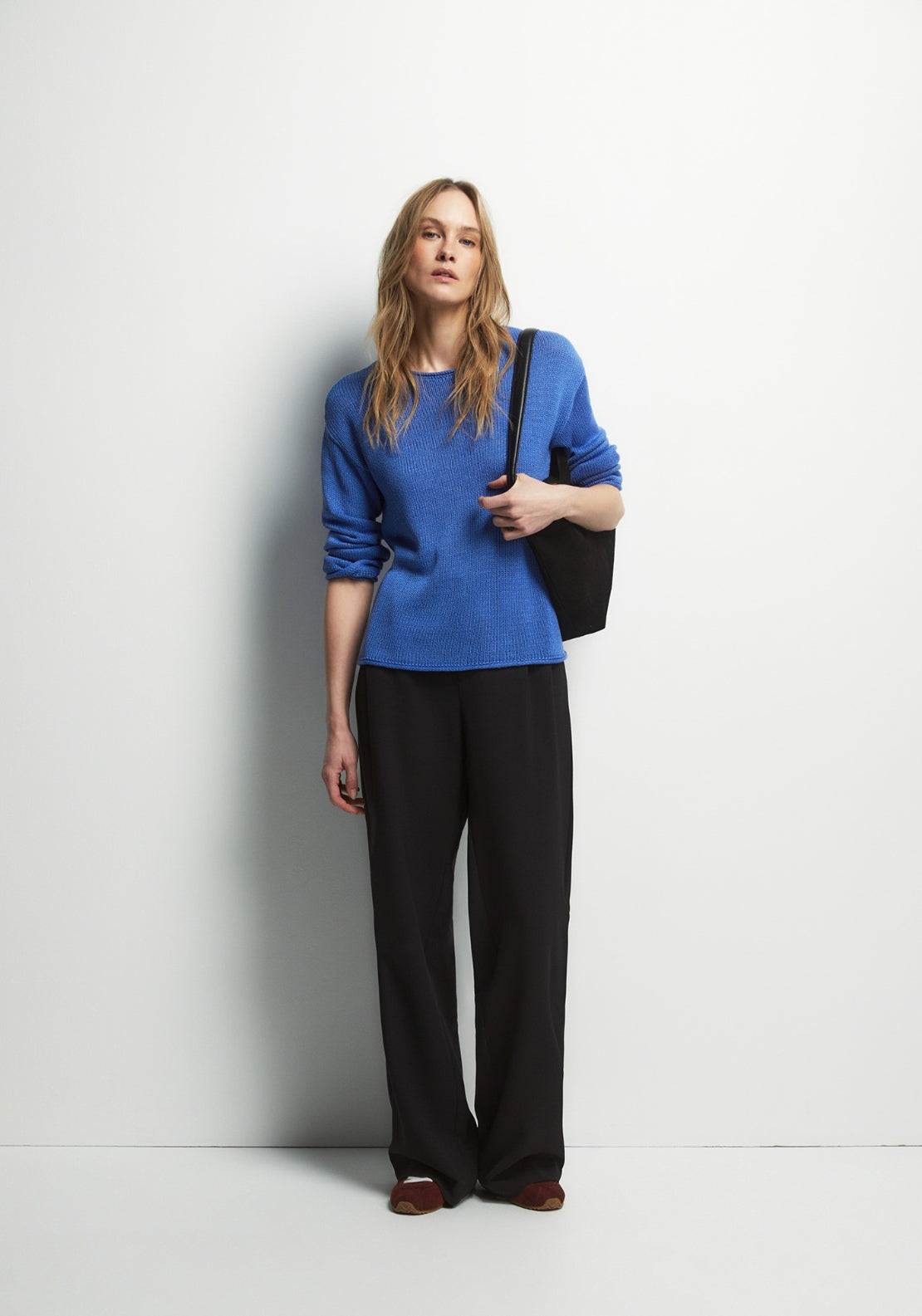 Ribbon Trim Knitwear - Blue