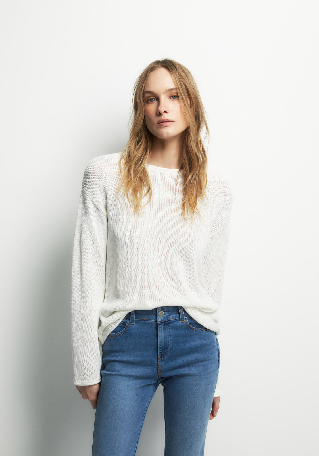 Ribbon Trim Knitwear - White
