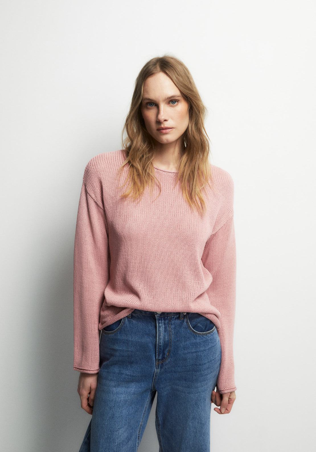 Ribbon Trim Knit Sweater - Pink