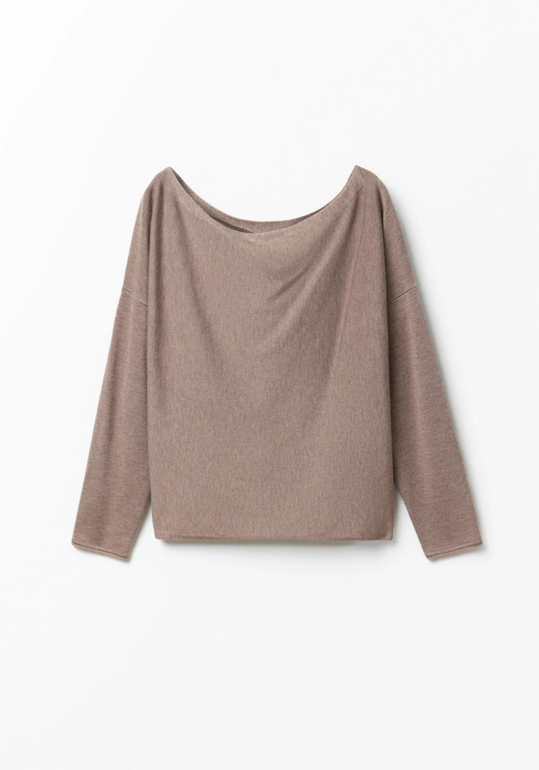 Asymmetric Neckline Sweater - Beige