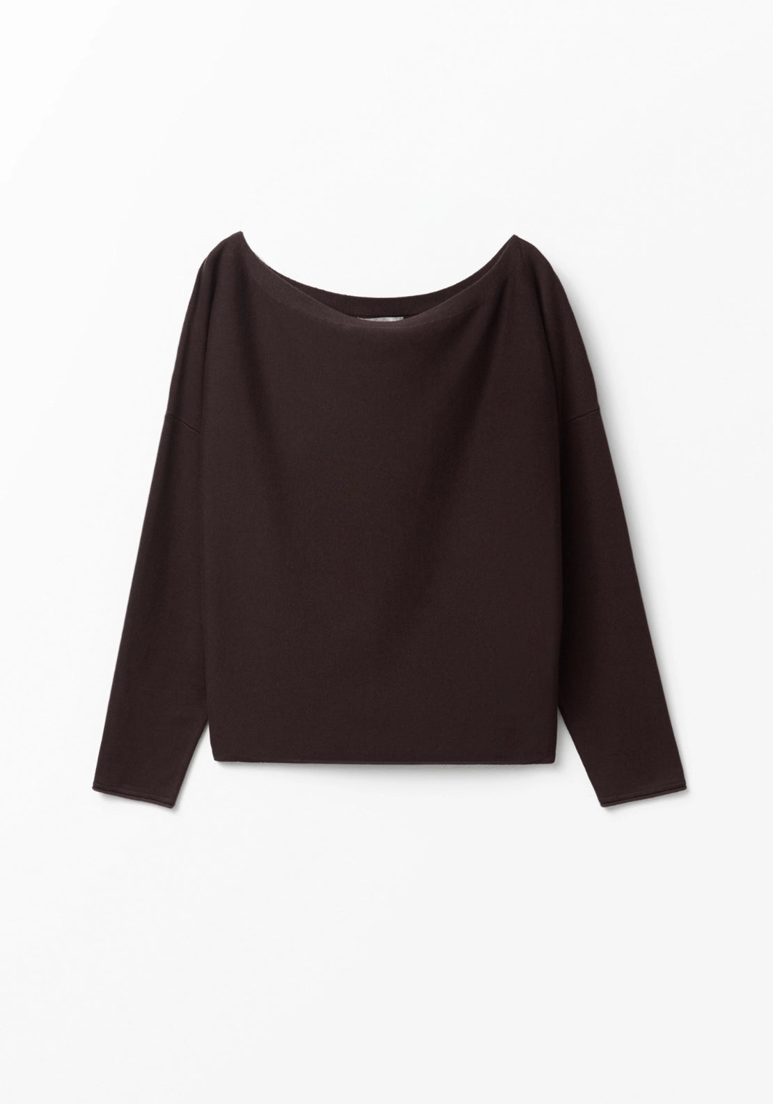 Asymmetric Neckline Sweater - Brown