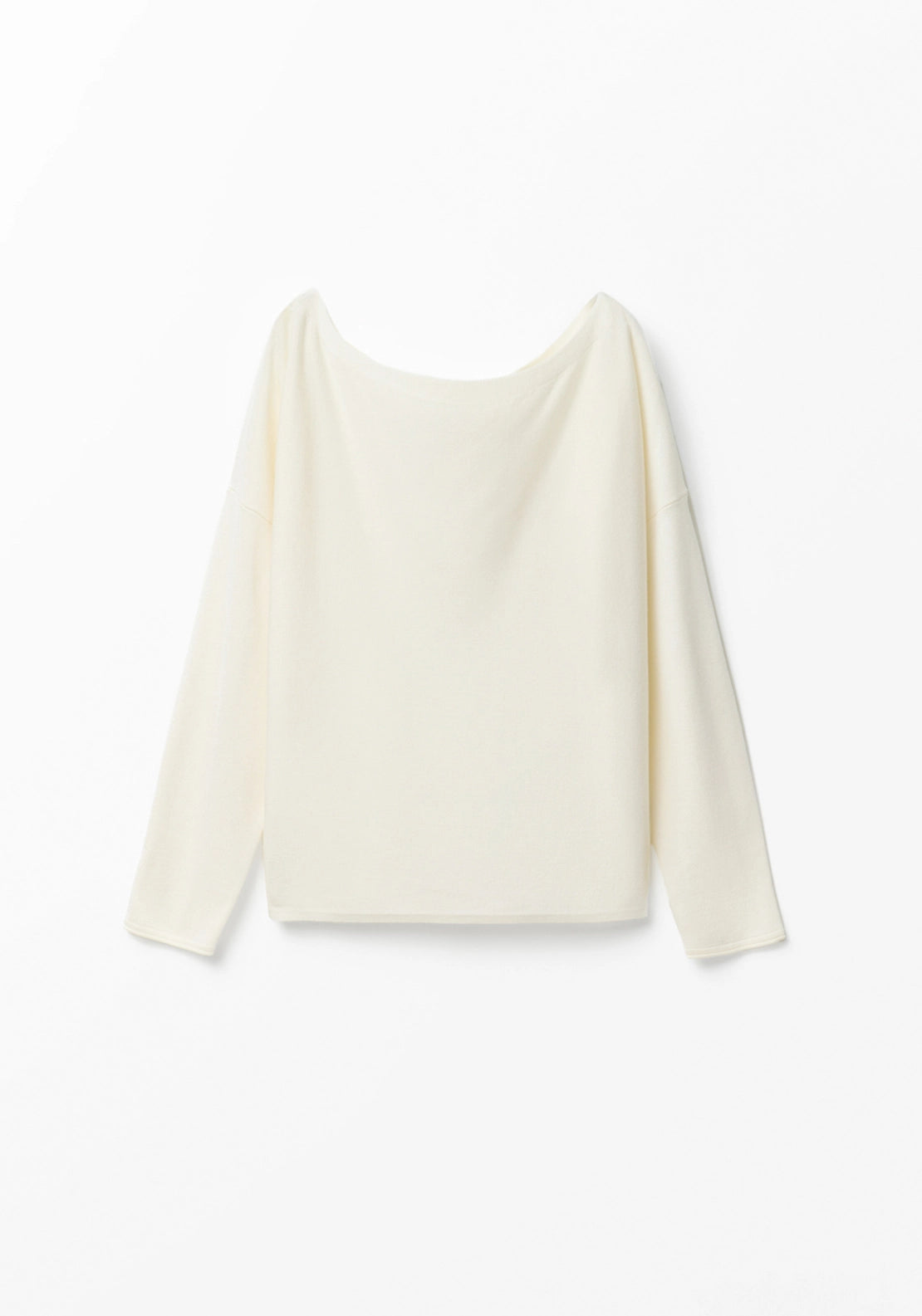 Asymmetric Neckline Sweater - White