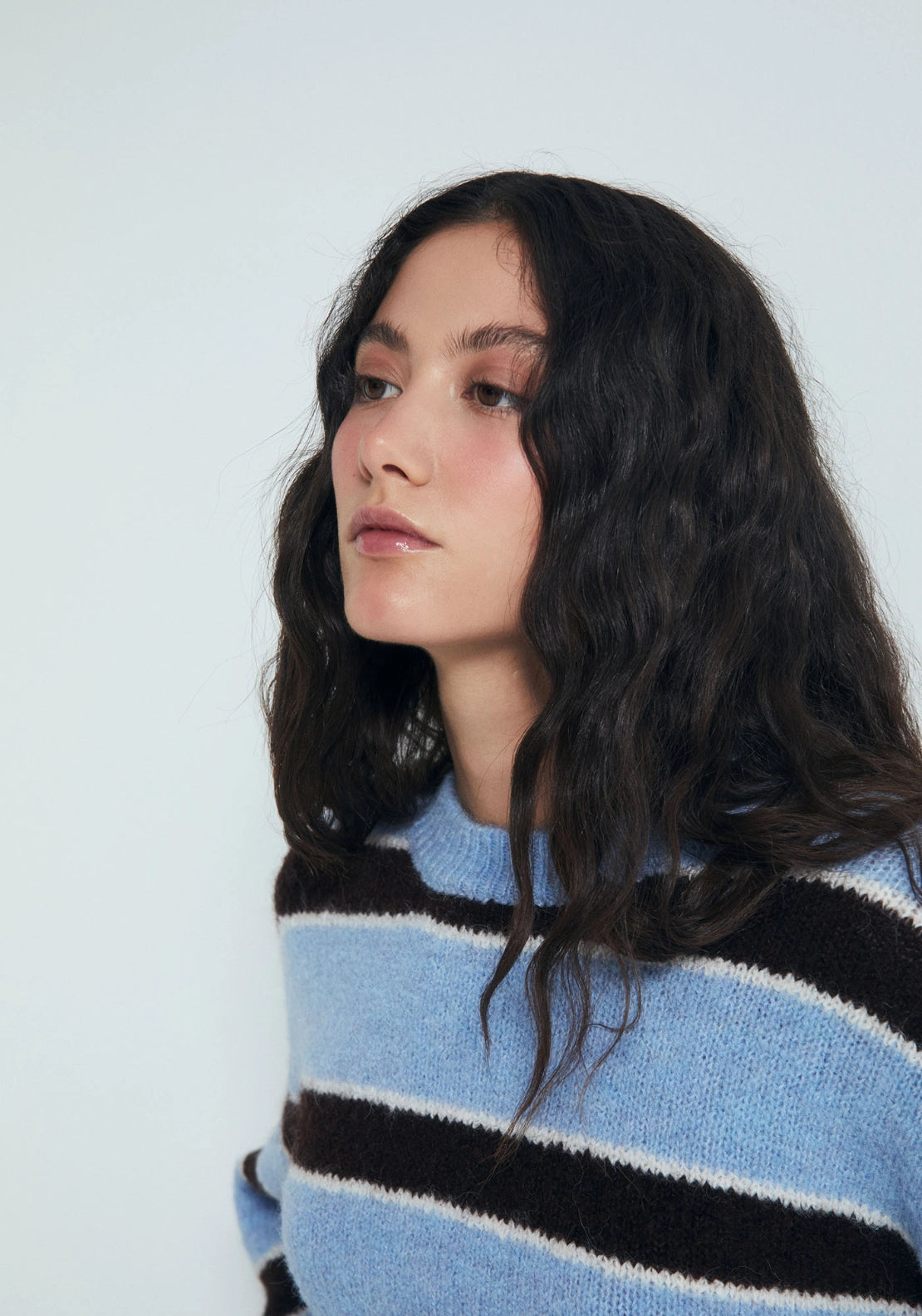 Striped Crew Neck Jumper - Blue