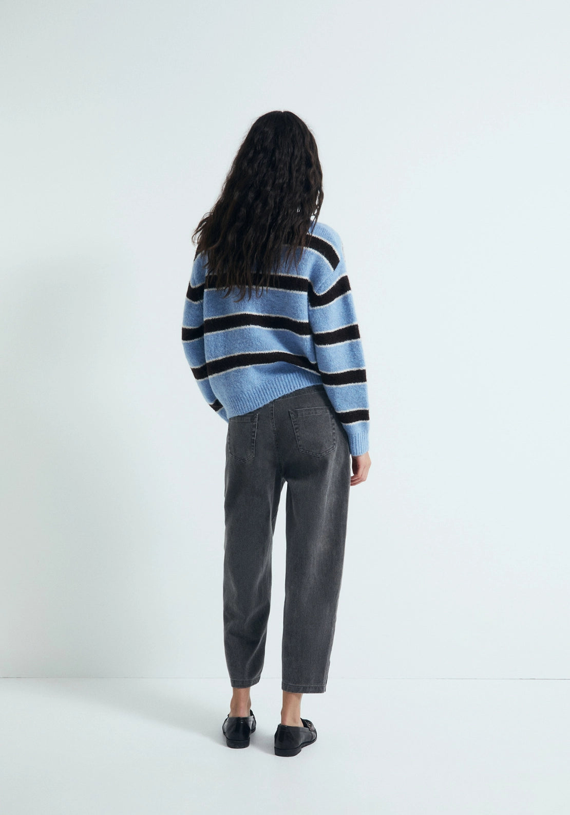 Striped Crew Neck Jumper - Blue
