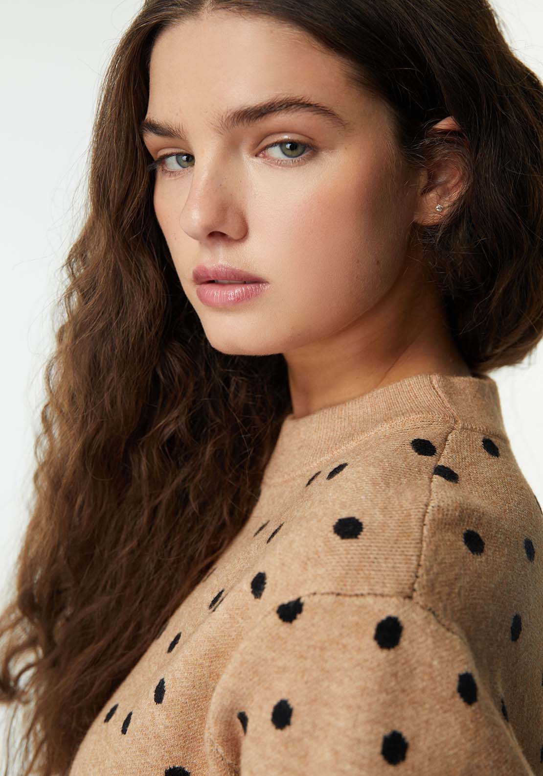 Sfera Round-neck sweater - Camel Mink 3 Shaws Department Stores