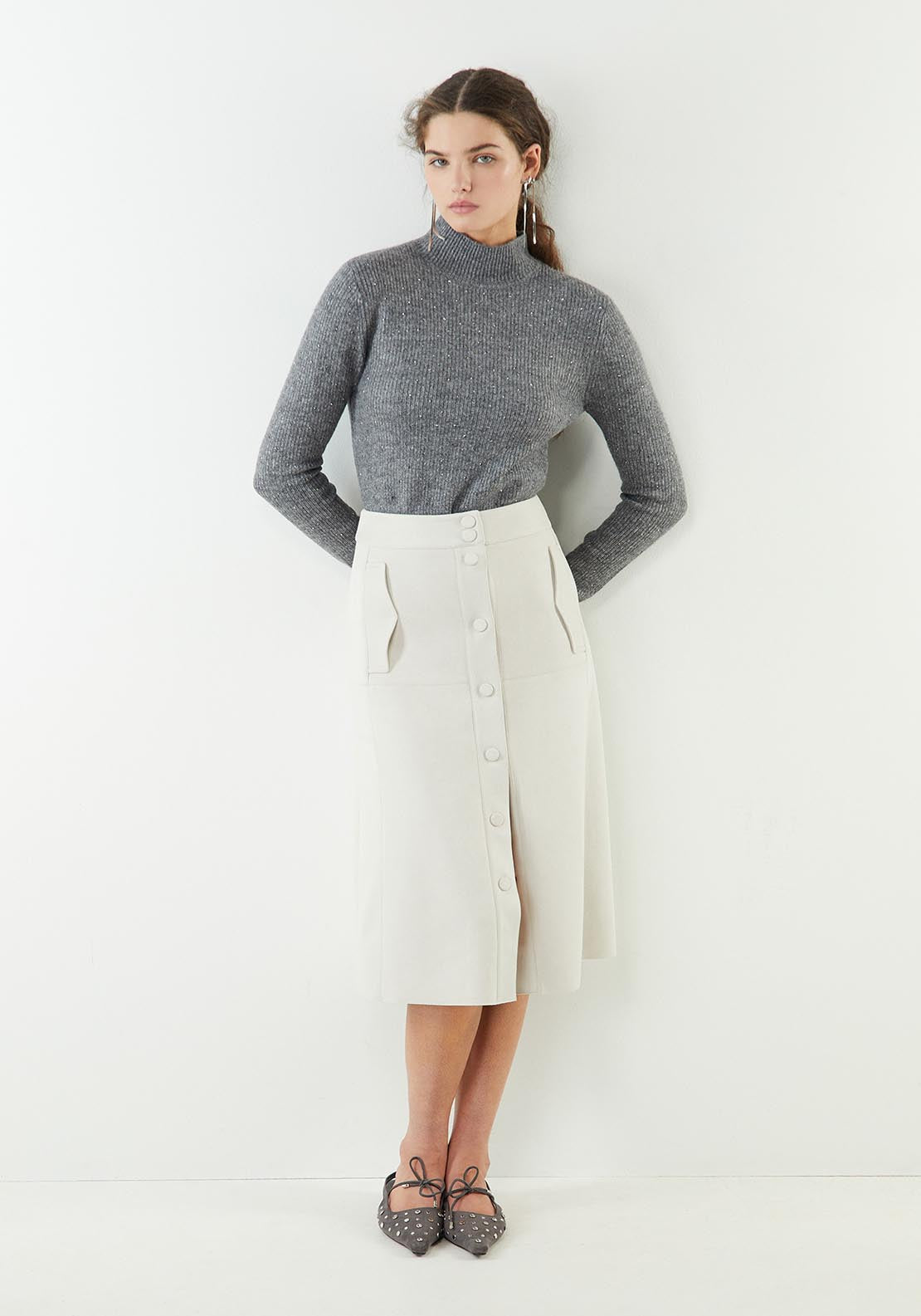 Sfera High-neck sweater - Grey Mink 3 Shaws Department Stores