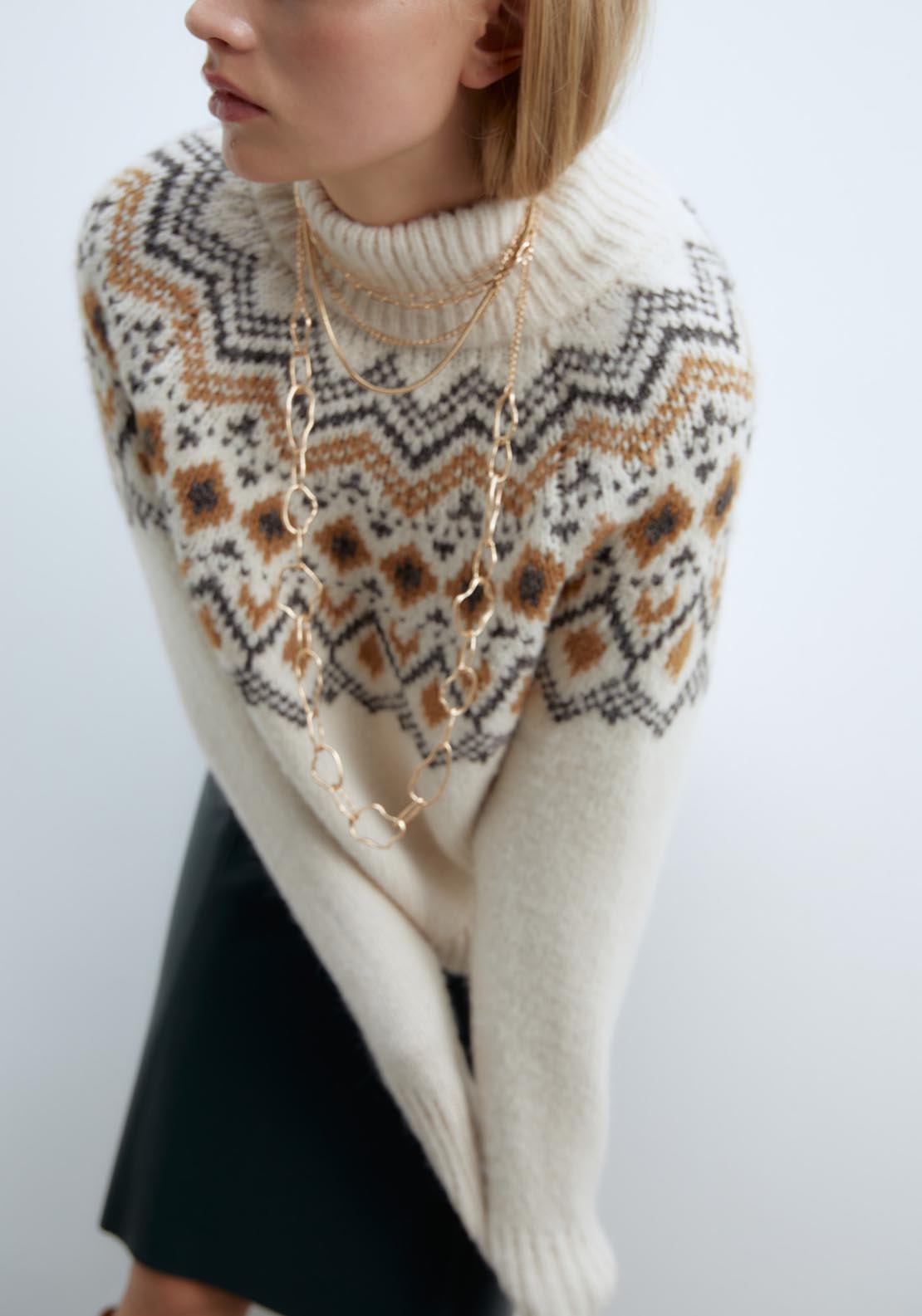 Sfera High-neck Alpine sweater - Ecru 9 Shaws Department Stores