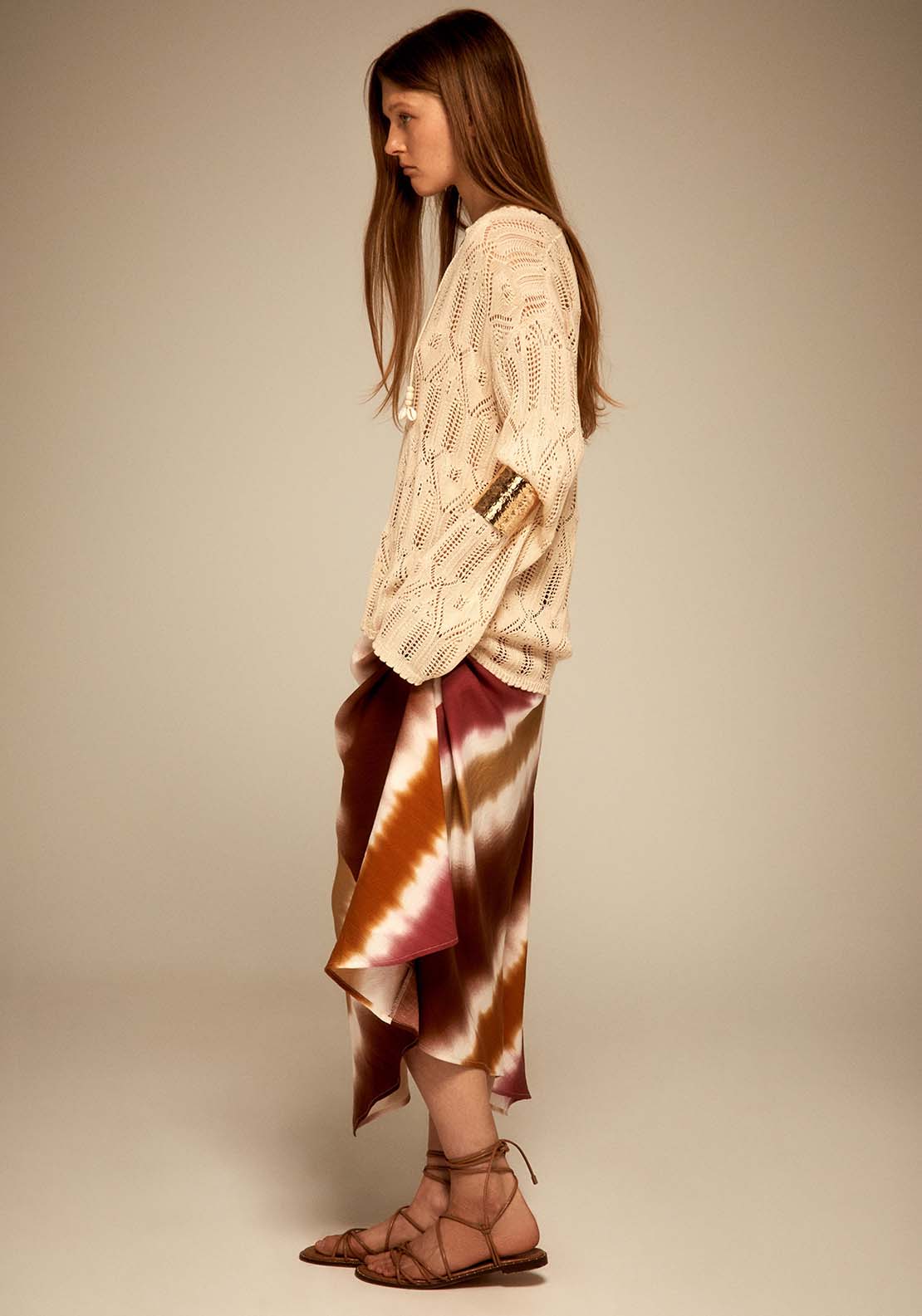 Sfera Openwork Kaftan Sweater - Ecru 3 Shaws Department Stores