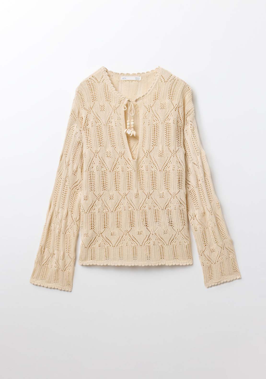 Sfera Openwork Kaftan Sweater - Ecru 6 Shaws Department Stores