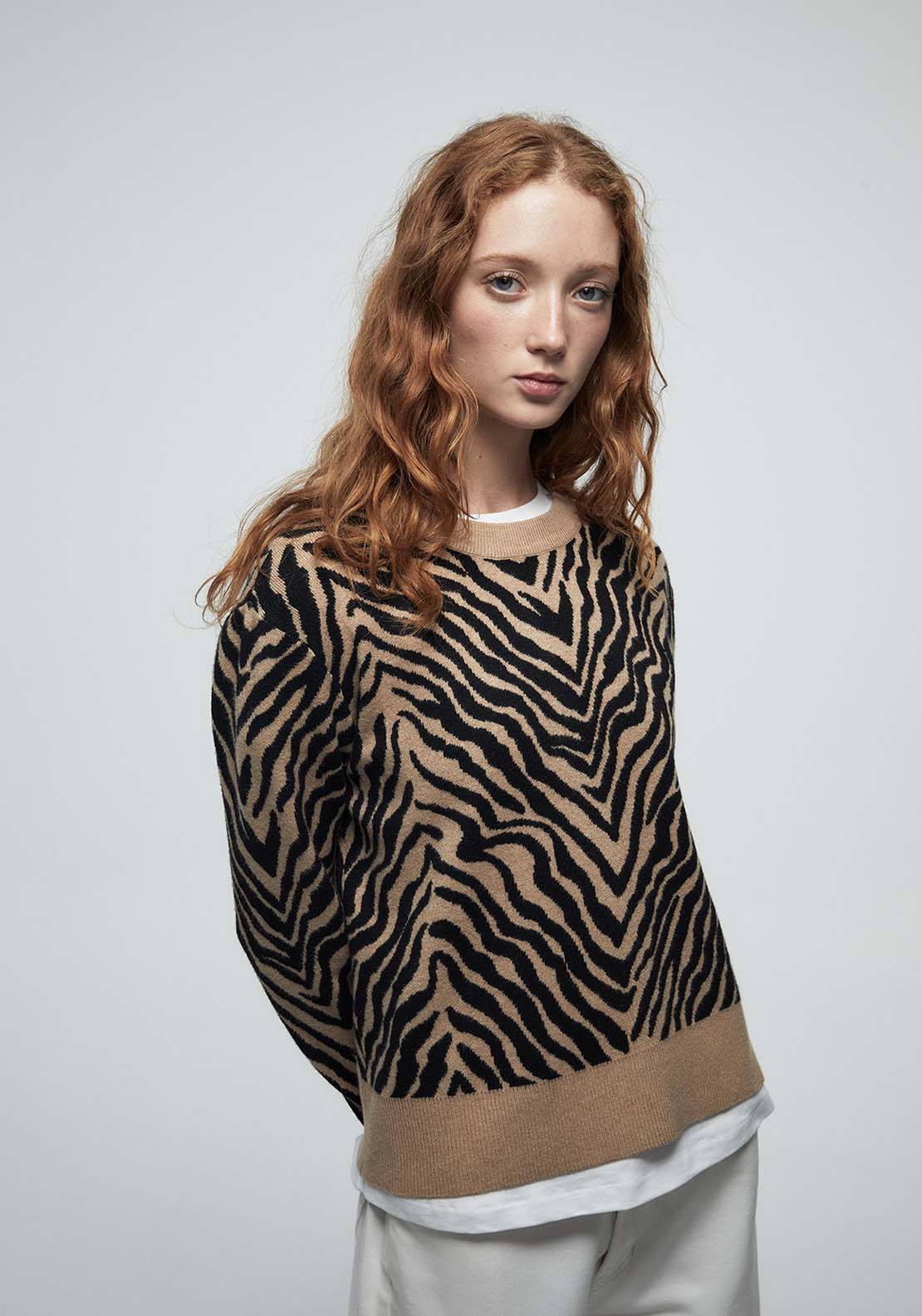 Round Neck Sweater - Brown