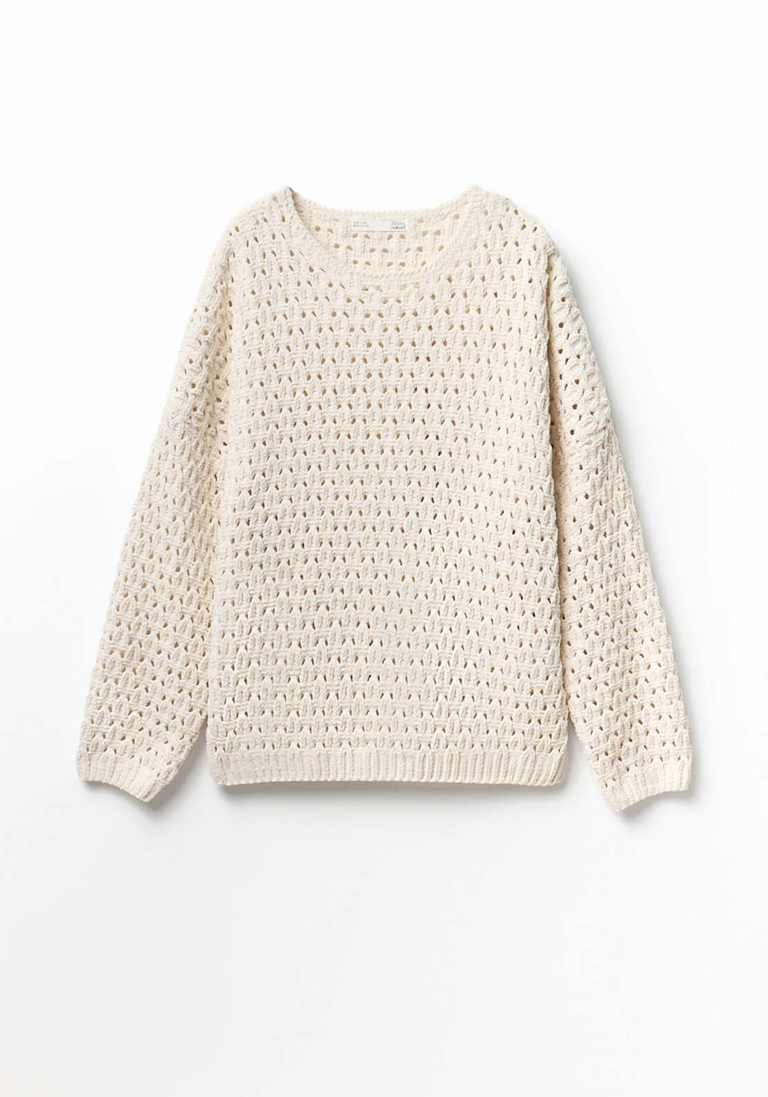 Openwork Chenille Sweater - Cream