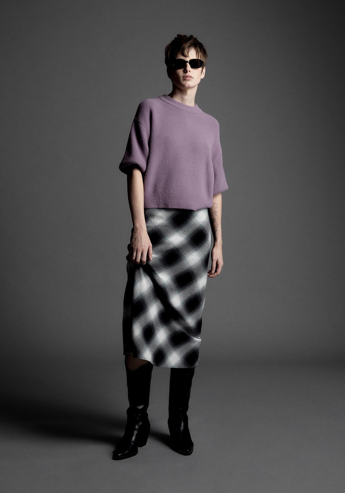 Sfera Short Sleeved Sweater - Purple 4 Shaws Department Stores