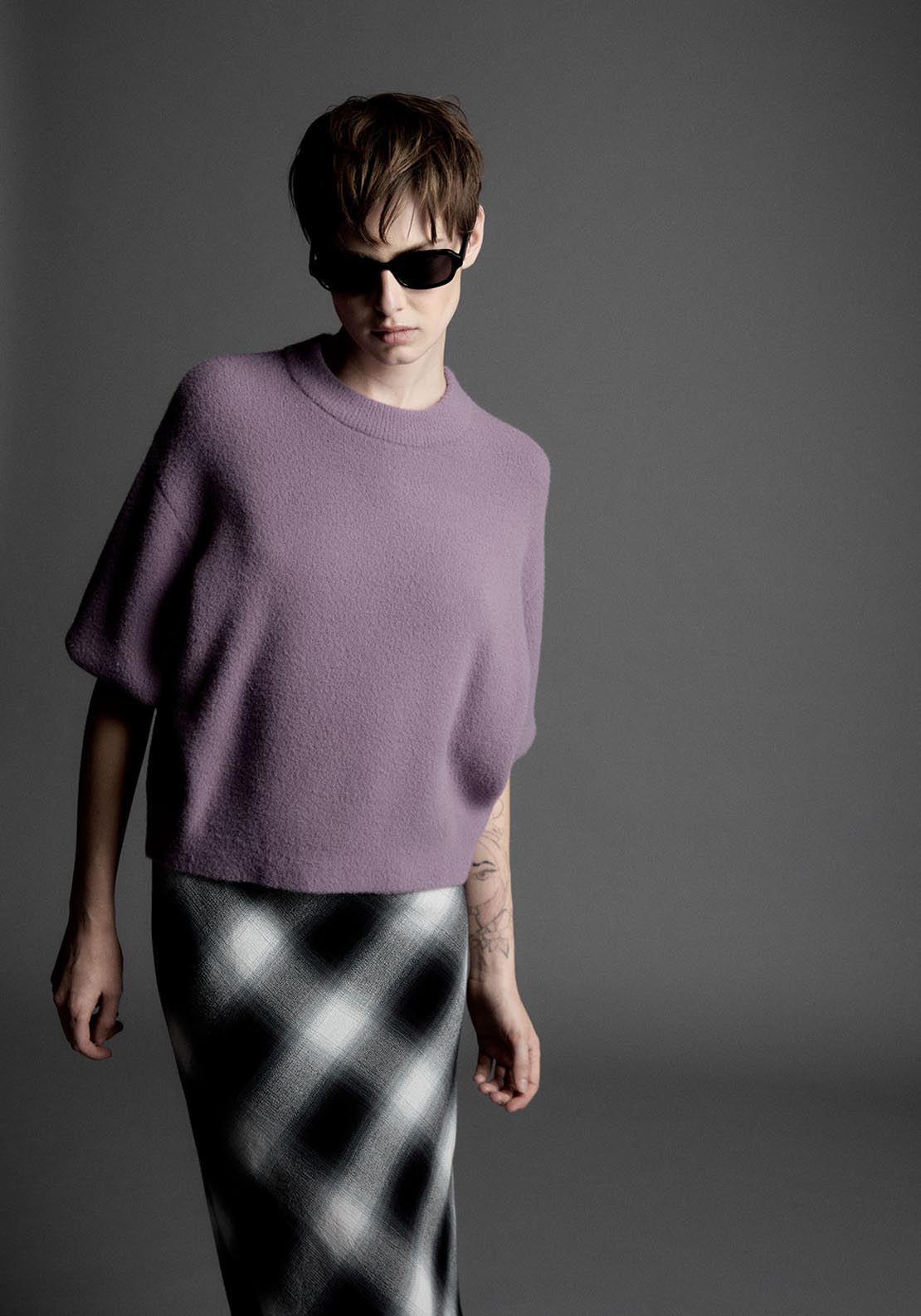 Sfera Short Sleeved Sweater - Purple 1 Shaws Department Stores