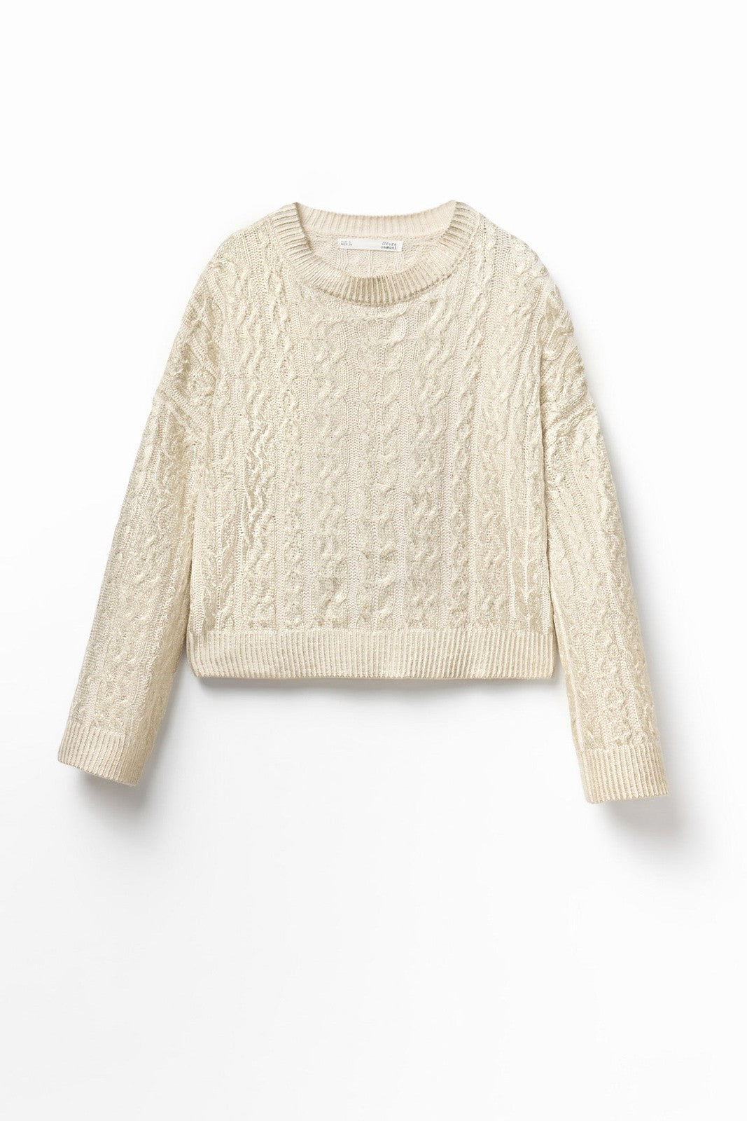 Gold Foil Cable Knit Sweater - Gold