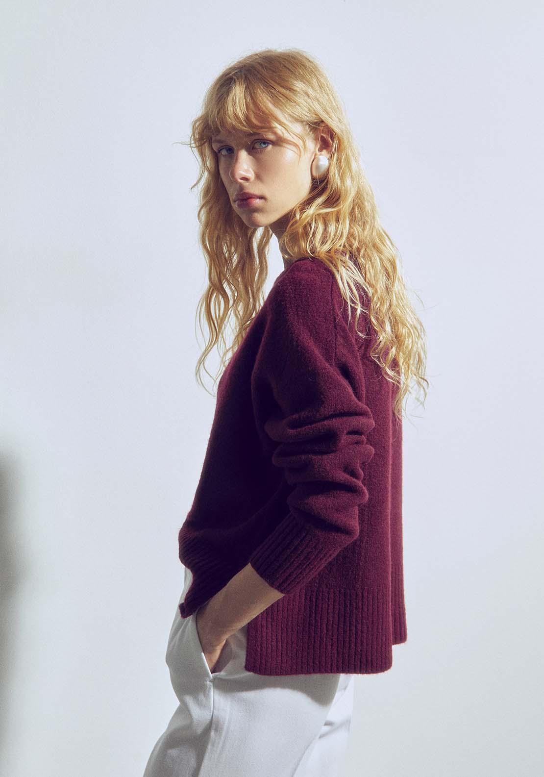 Round Neck Sweater - Red