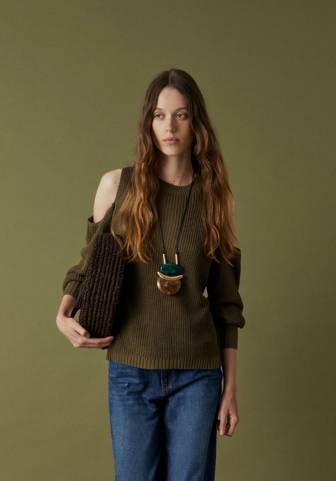 Cut Out Sweater - Green