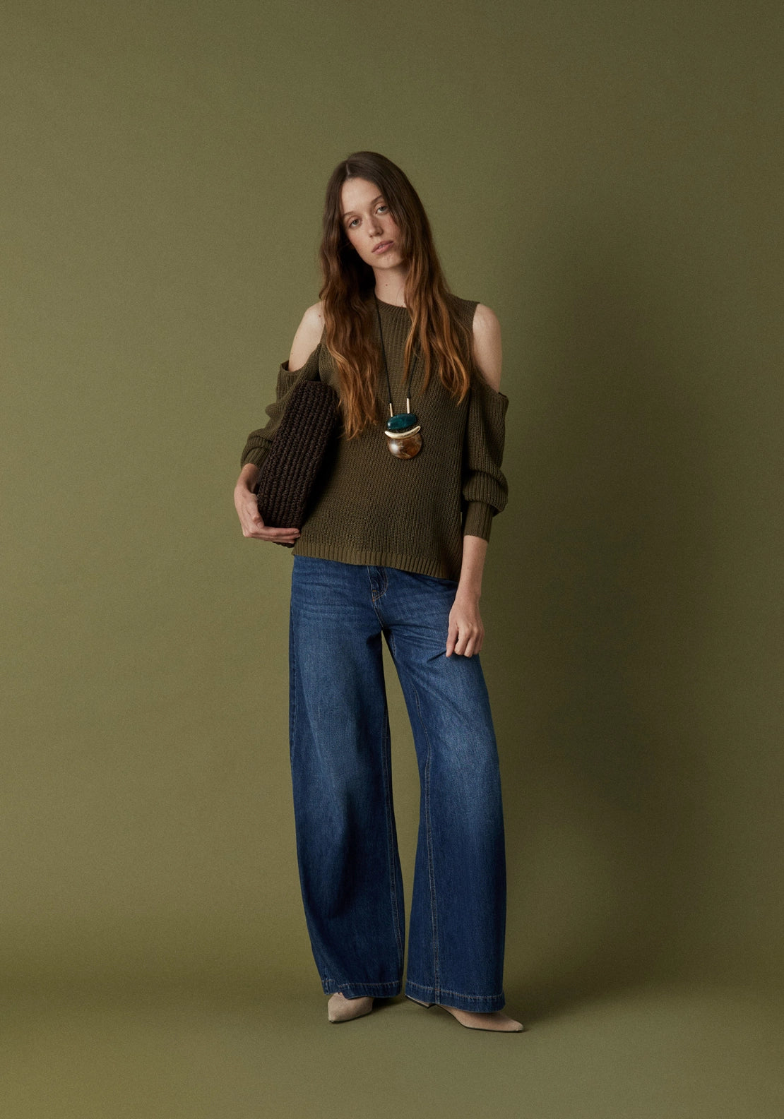 Cut Out Sweater - Green