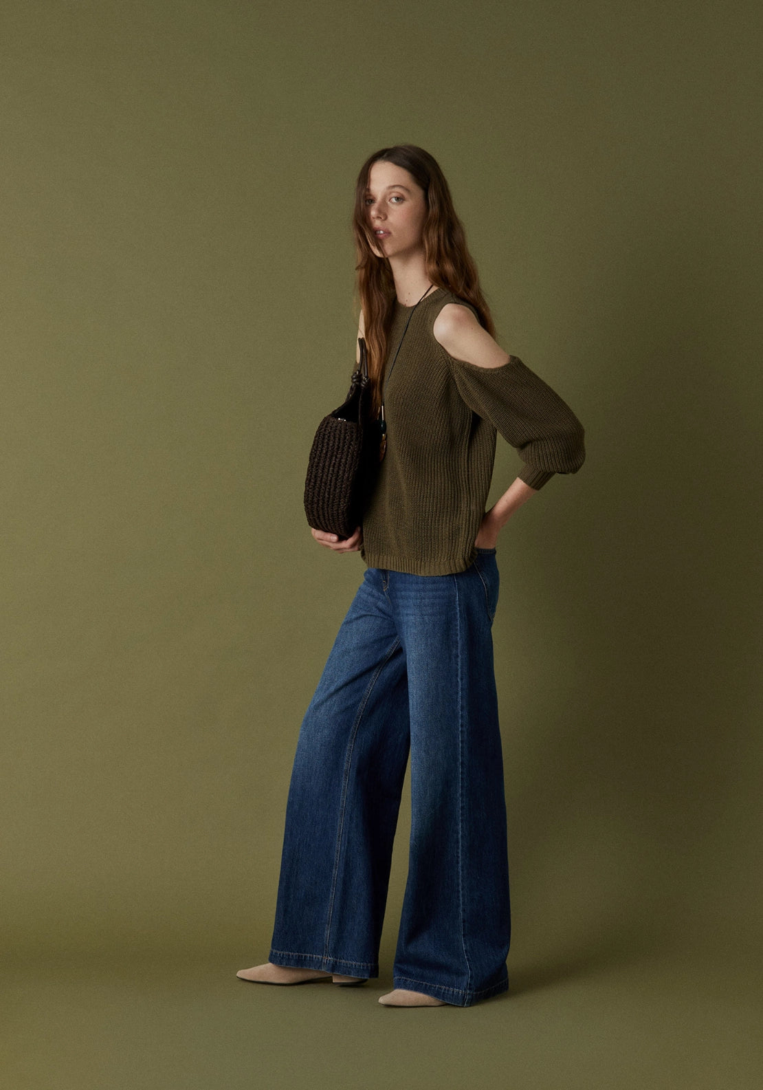 Cut Out Sweater - Green