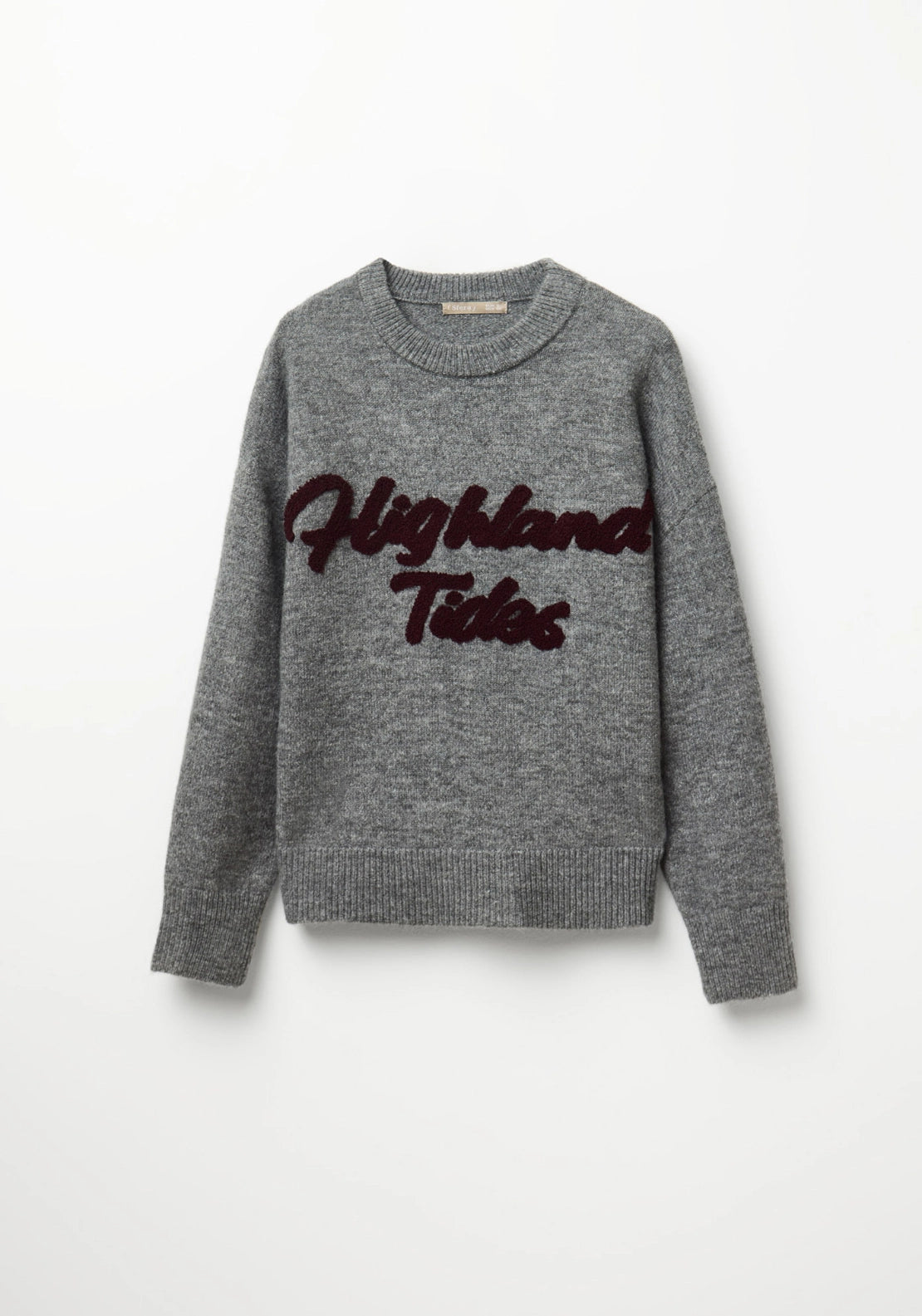 Embroidered Text Sweater - Grey