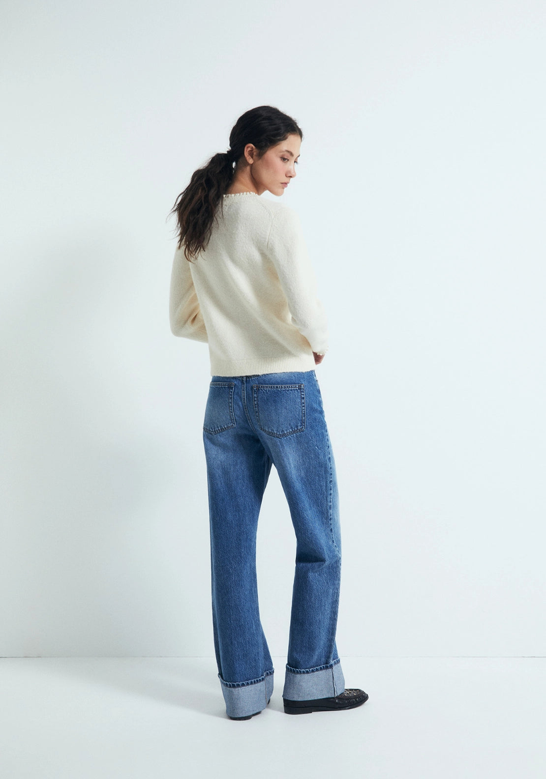 Lace Trim Cardigan - Cream