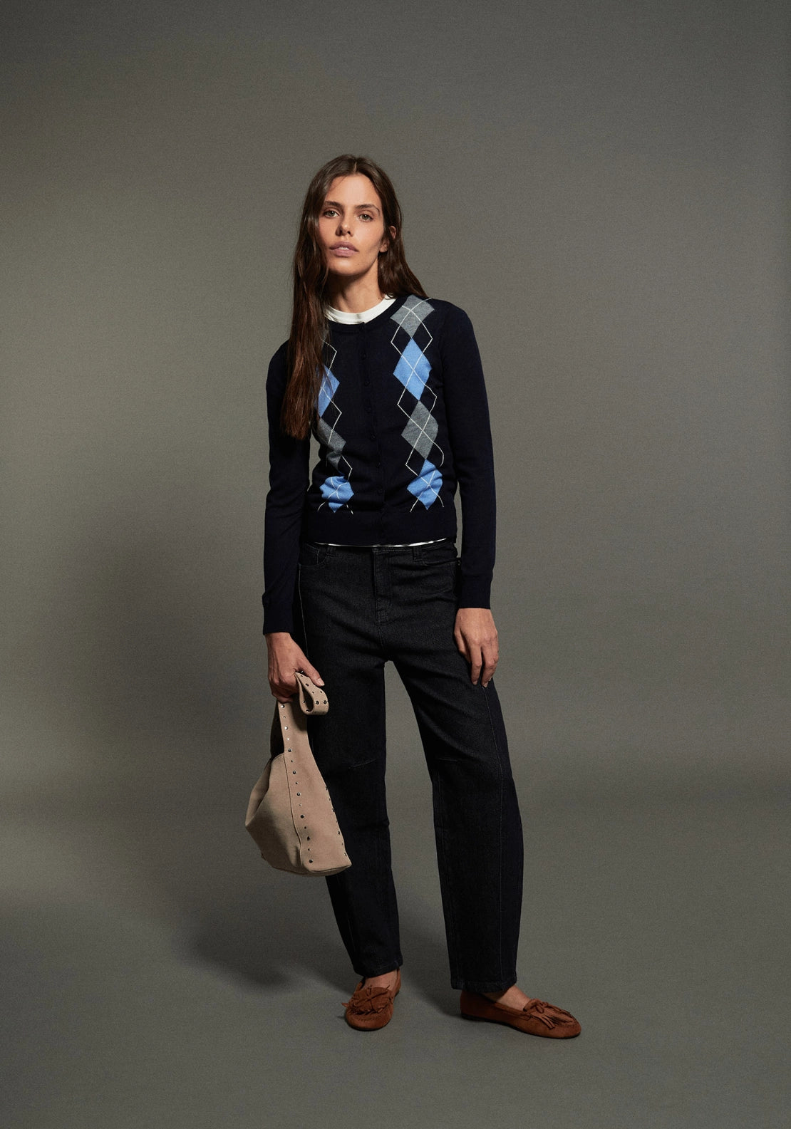 Argyle Cardigan - Blue