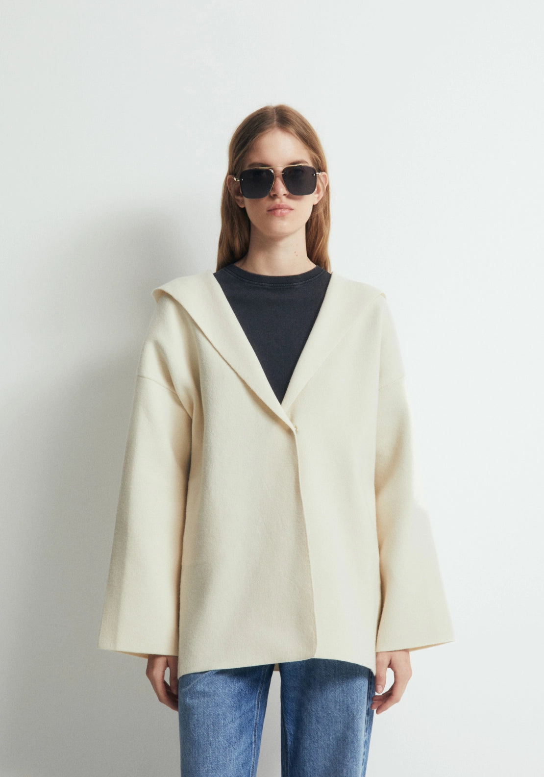 Oversized Hooded Jacket - Cream