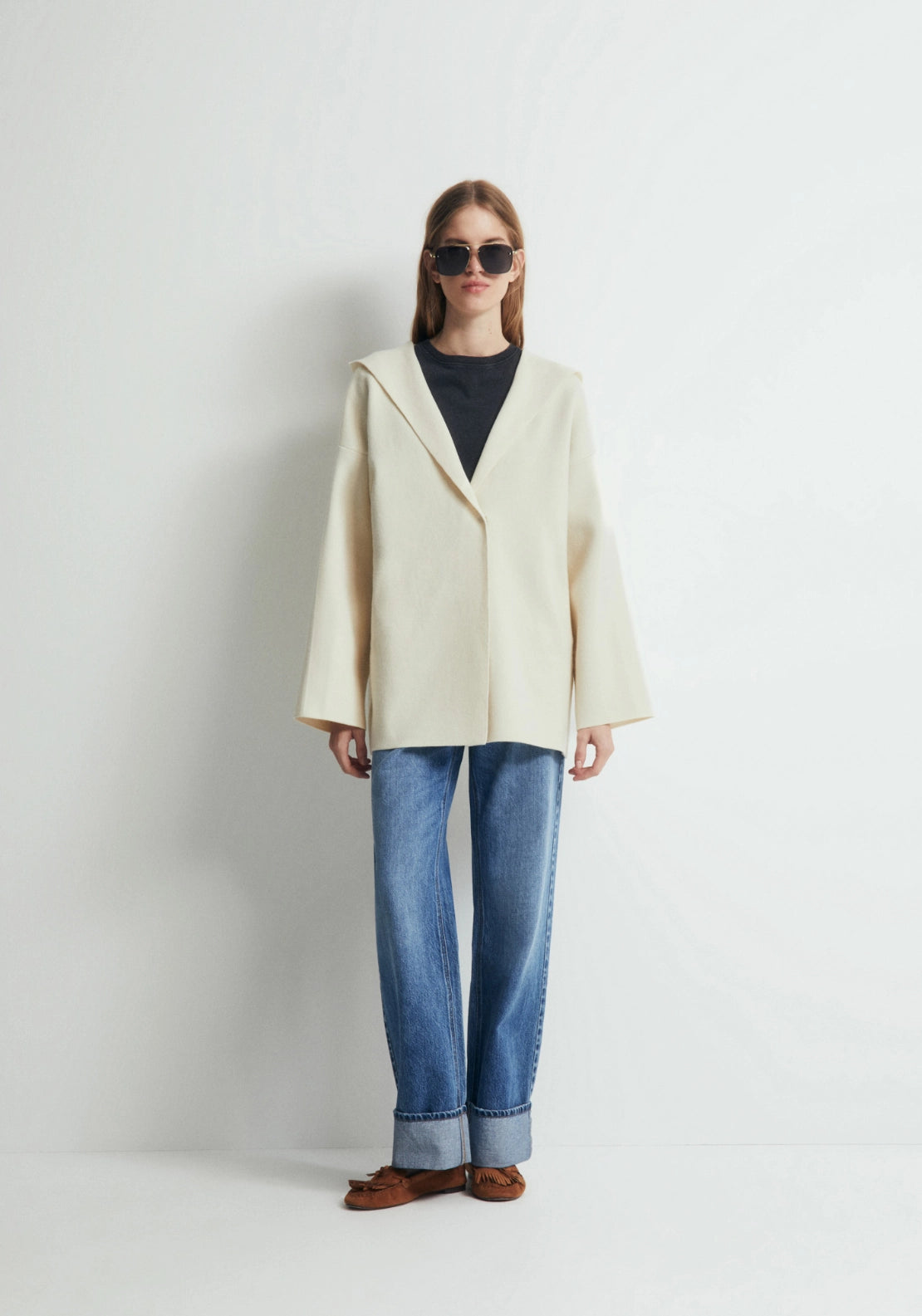 Oversized Hooded Jacket - Cream