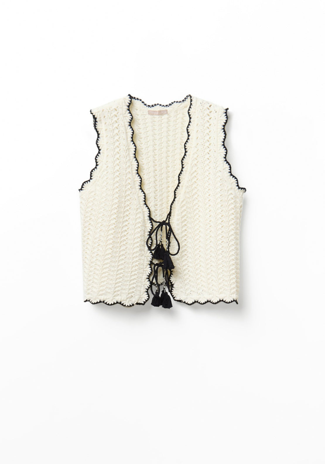 Contrast Trim Vest - White