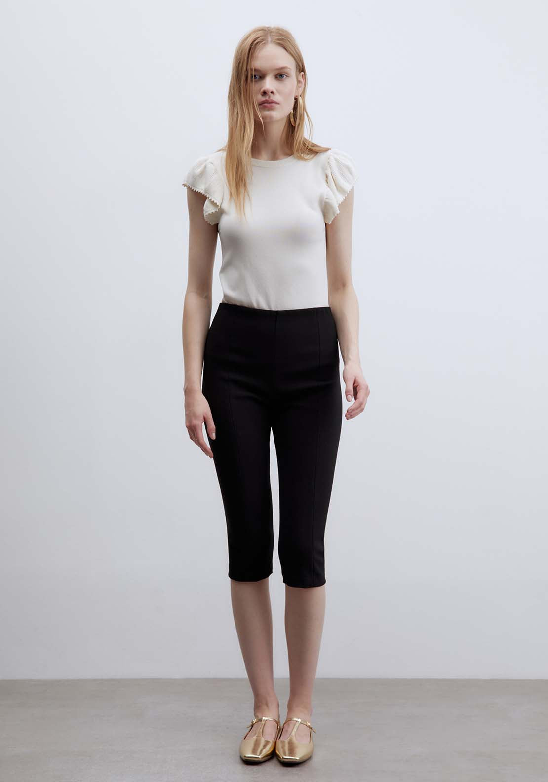 Ruffled Sleeves Top - White