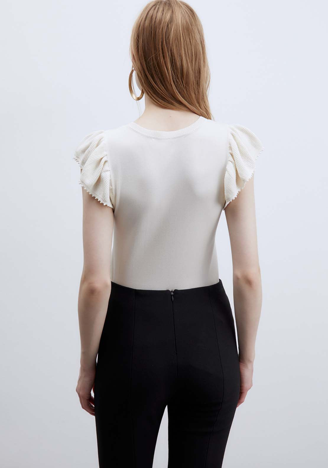 Ruffled Sleeves Top - White
