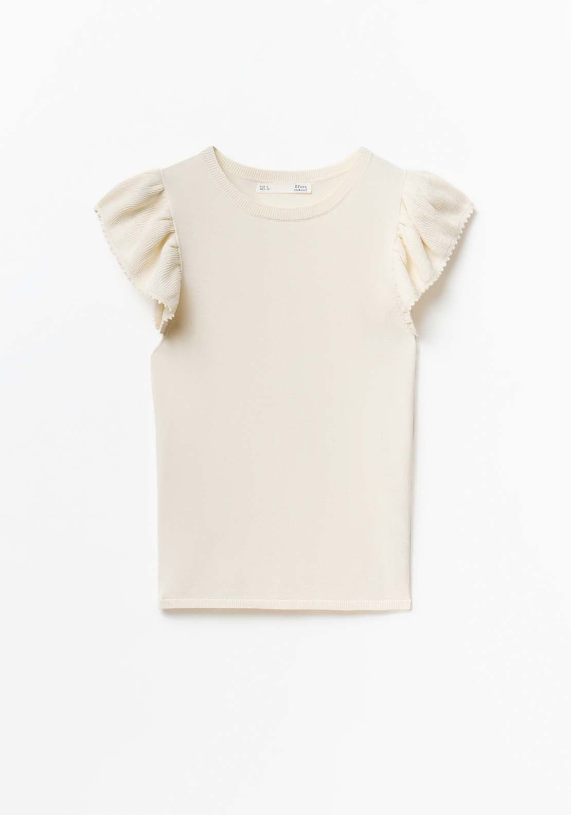 Ruffled Sleeves Top - White