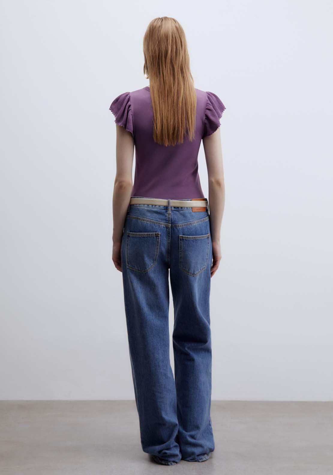 Ruffled Sleeves Top - Purple
