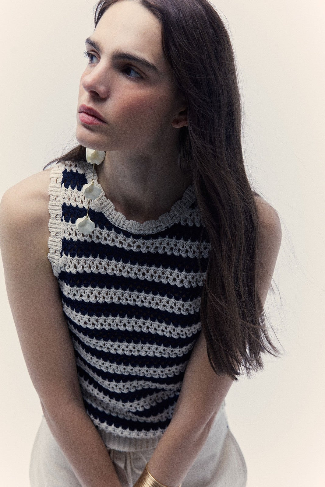 Sfera Stripes top - Ecru 4 Shaws Department Stores