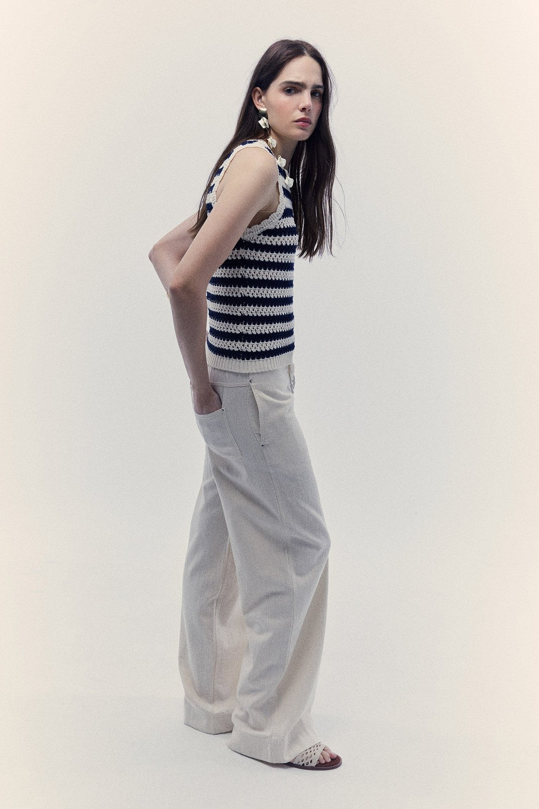 Sfera Stripes top - Ecru 5 Shaws Department Stores
