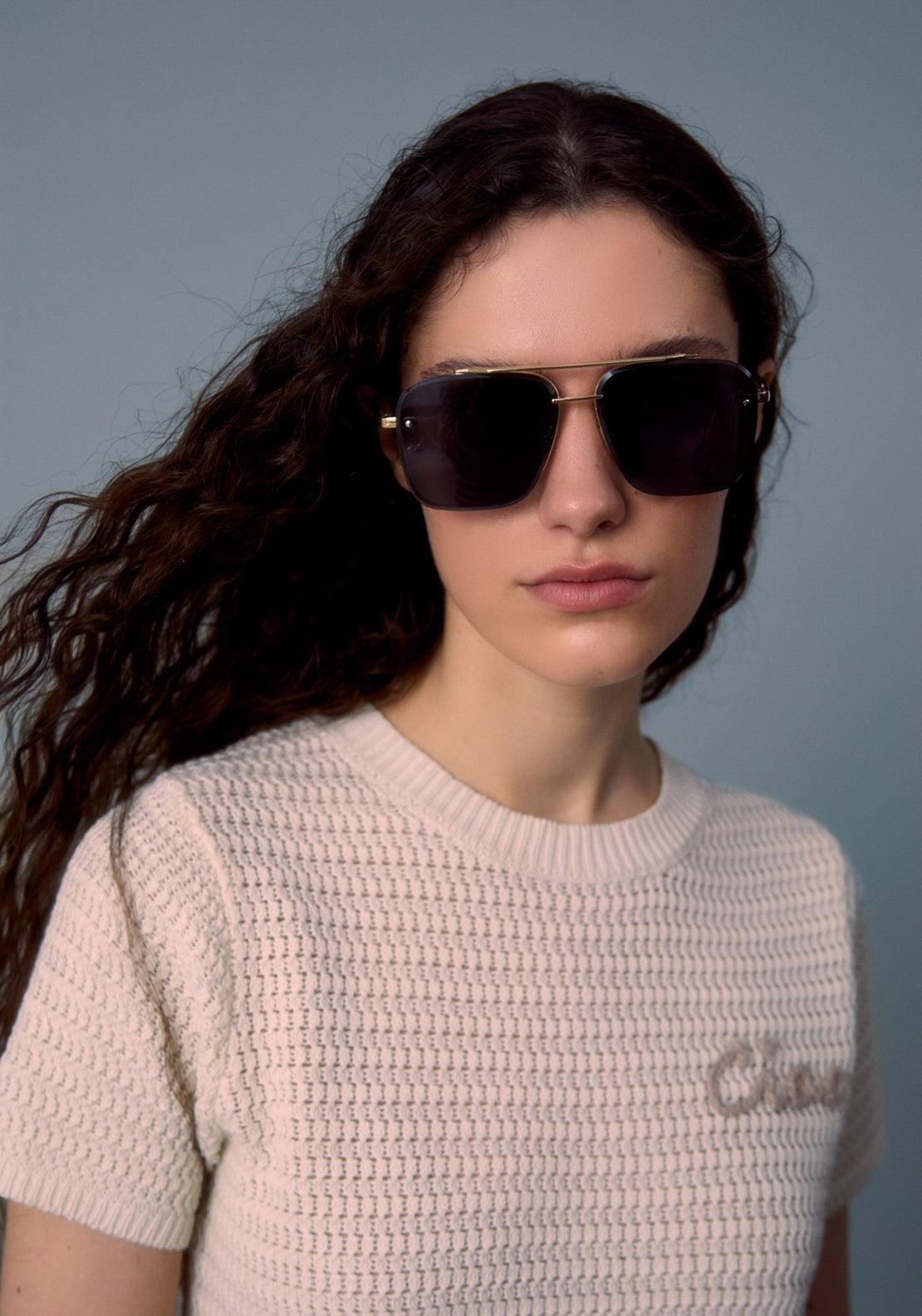 Embroidered Crew Sweater - Cream